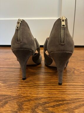 Corso Como Gray Suede Back-Zip Stiletto Pumps